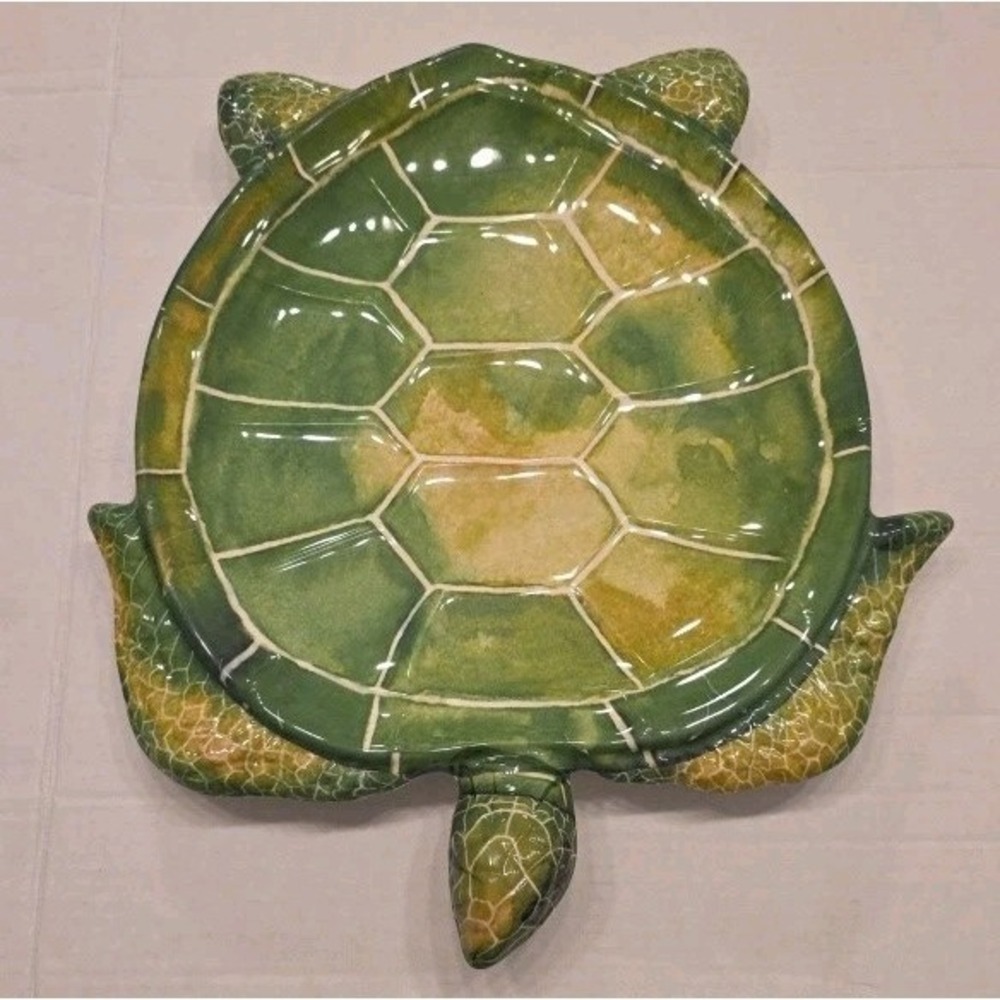 Cynthia Rowley Coastal Sea Turtle Bowl 12" Melamine Serving Dish Platter